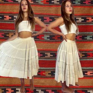 Vintage Ivory And Silver Metallic Patio Skirt